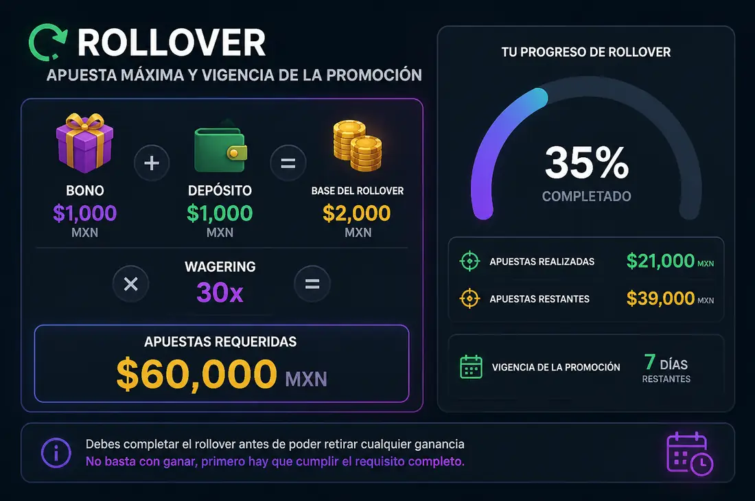 Requisito rollover, apuesta máxima y vigencia